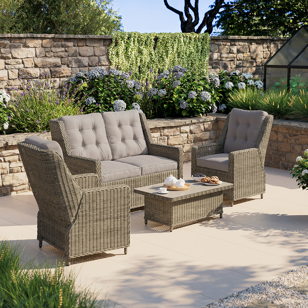 Set mobilier gradina GOODHOME Emali, 4 piese, gri inchis