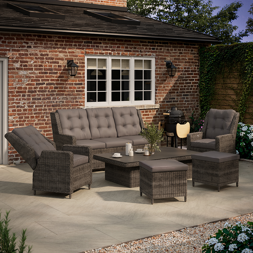 Set mobilier gradina GOODHOME Emali, 7 piese, gri
