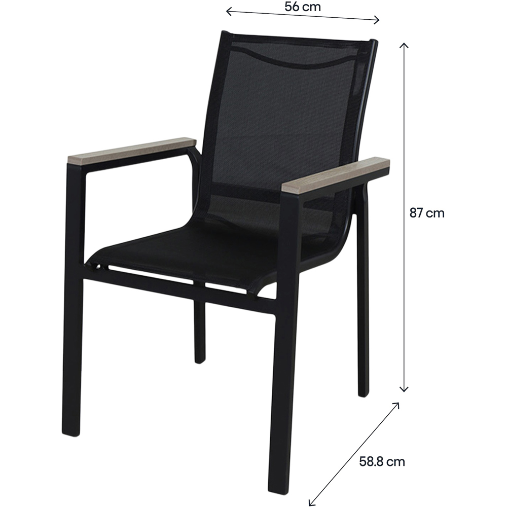 Scaun terasa Aconite, aluminiu, 56 x 58.8 x 87 cm, negru