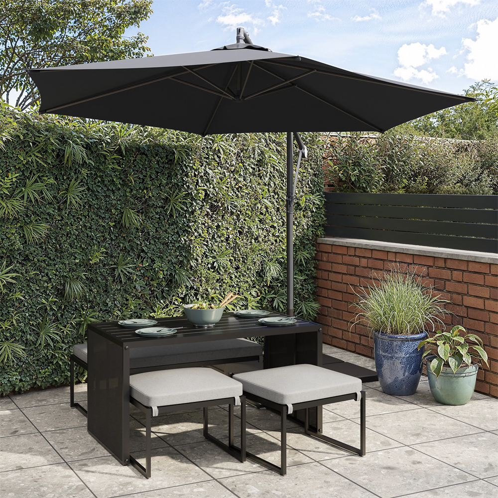 Set mobilier modular gradina INCA, 4 piese, gri