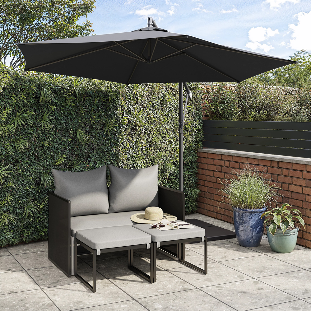 Set mobilier modular gradina INCA, 4 piese, gri
