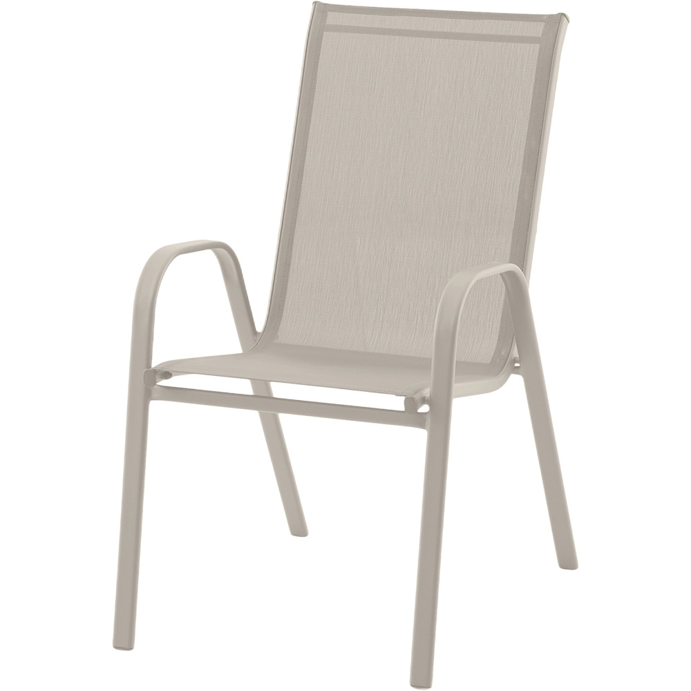 Scaun terasa GOODHOME Brava, 54 x 71.5 x 92.5 cm, sarcina maxima 100 kg, otel si PVC, bej