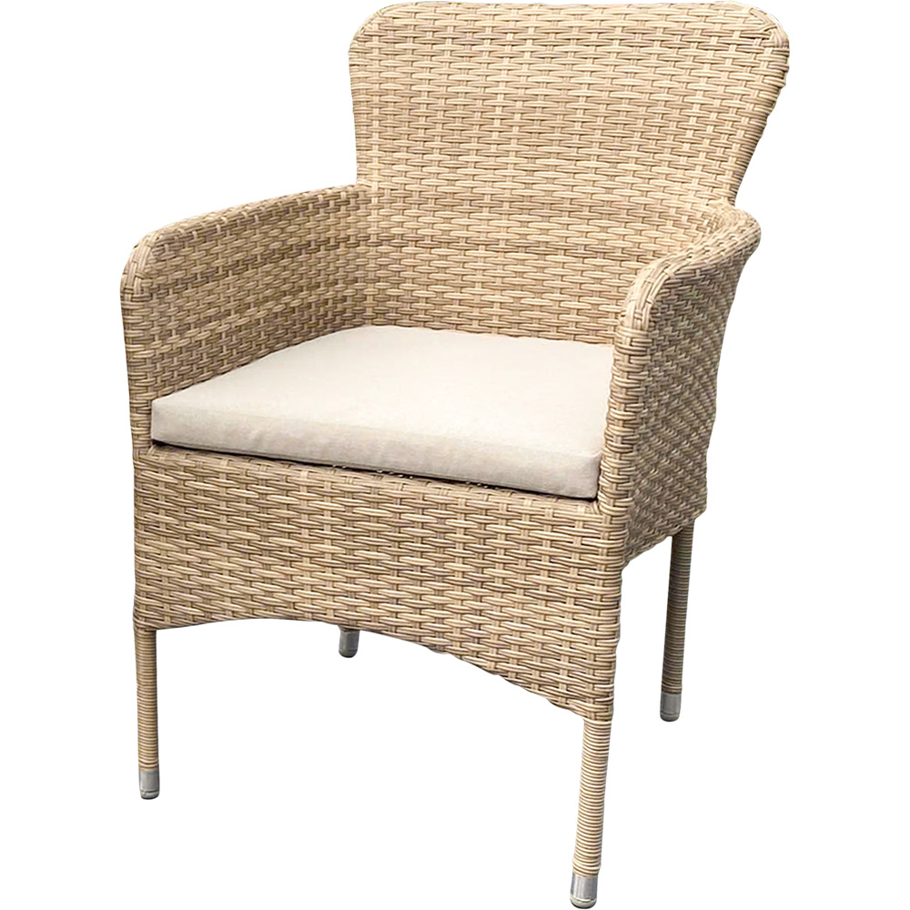 Scaun dining stivuibil pentur terasa GOODHOME Elos, perna poliester inclusa, ratan, maro