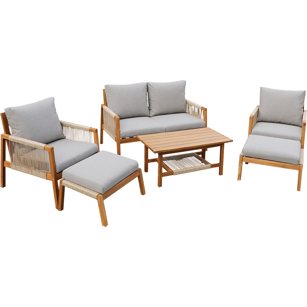 Set mobilier gradina GOODHOME Dalaba, 6 piese, gri