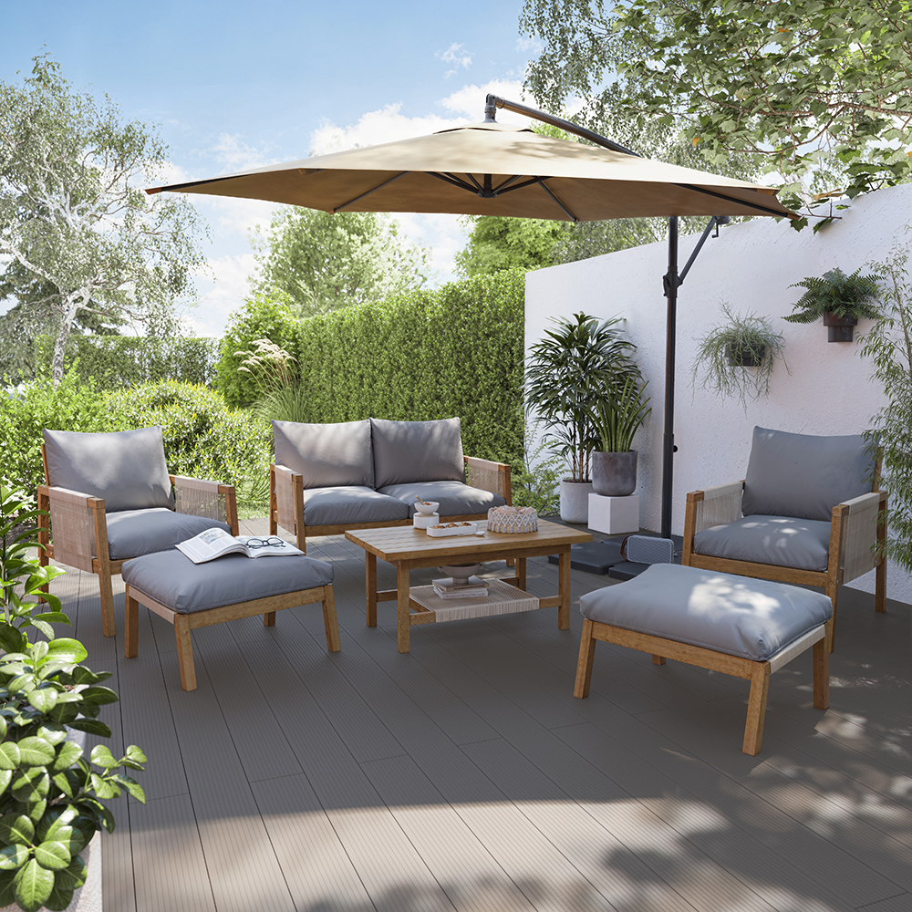 Set mobilier gradina GOODHOME Dalaba, 6 piese, gri