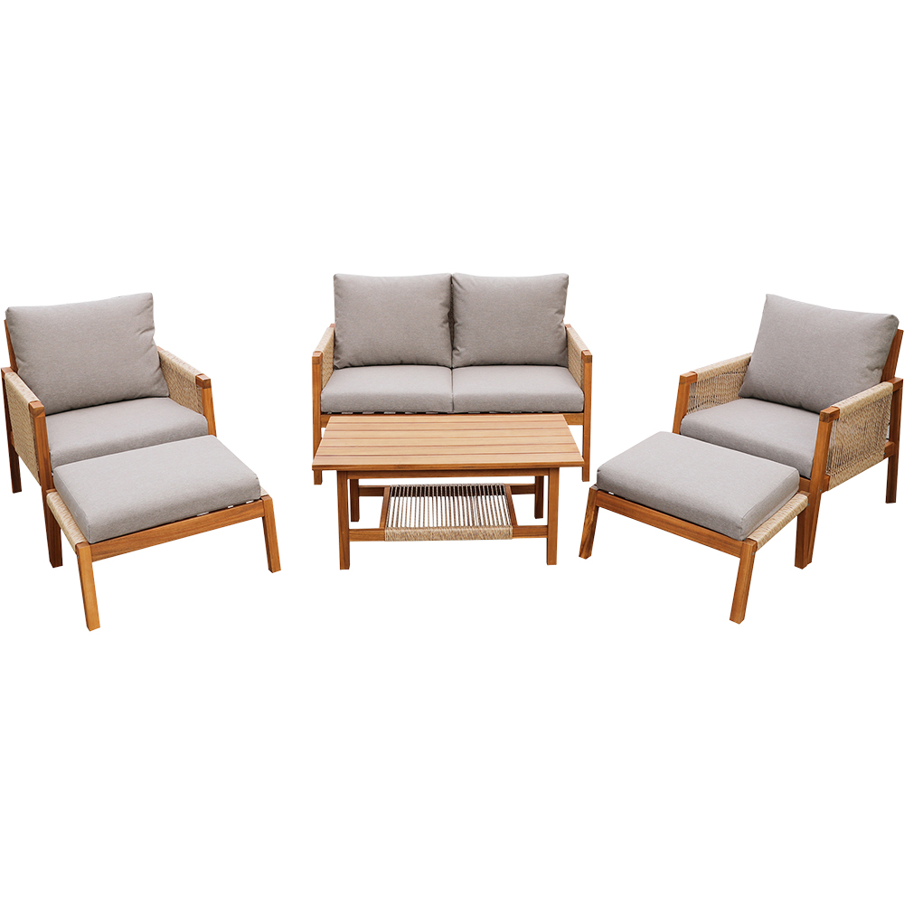 Set mobilier gradina GOODHOME Dalaba, 6 piese, gri