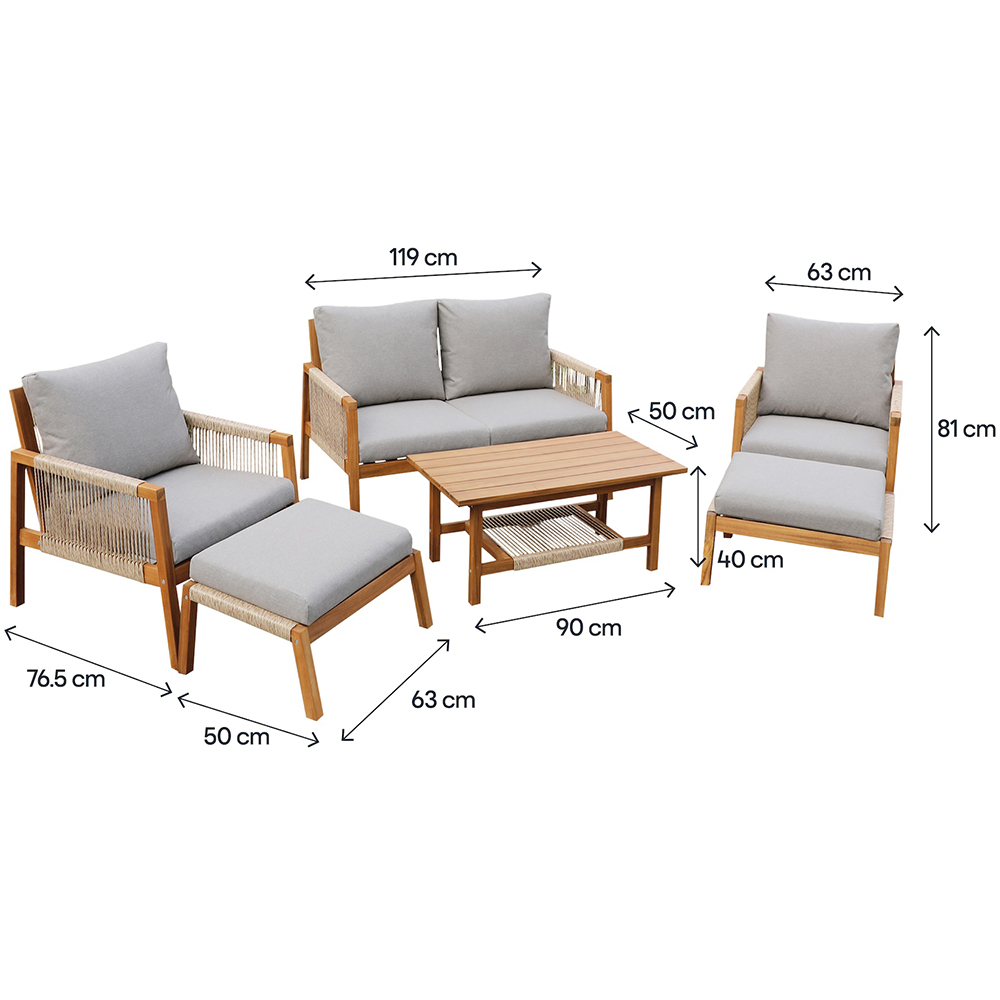 Set mobilier gradina GOODHOME Dalaba, 6 piese, gri