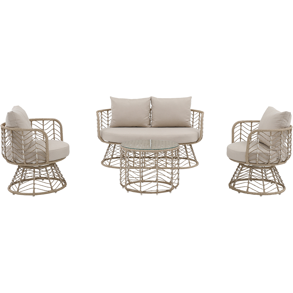 Set mobilier gradina GOODHOME Omalos, 4 piese, crem