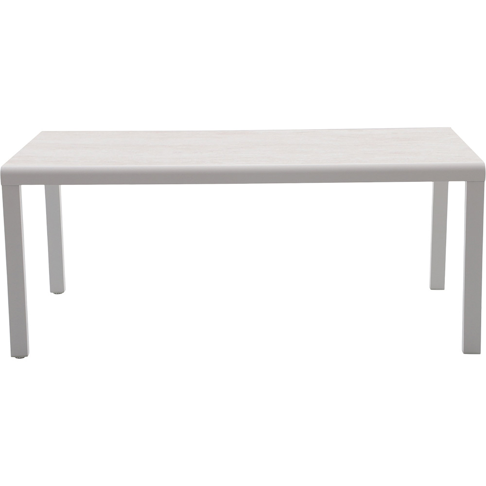 Masa extensibila gradina GOODHOME Mallia, 180-240 x 90 x 75 cm, aluminiu si sticla securizata, alb
