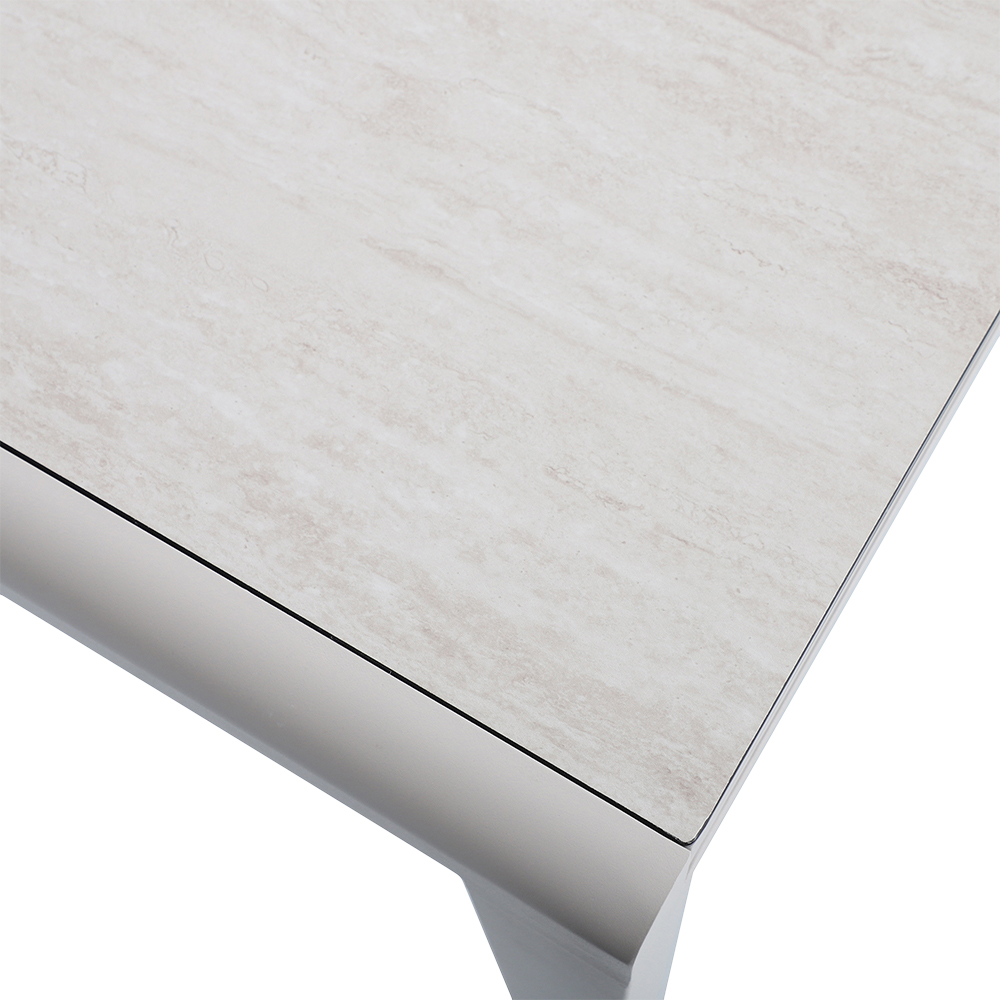 Masa GOODHOME Mallia, 6 locuri, 180 x 90 x 75cm, alb