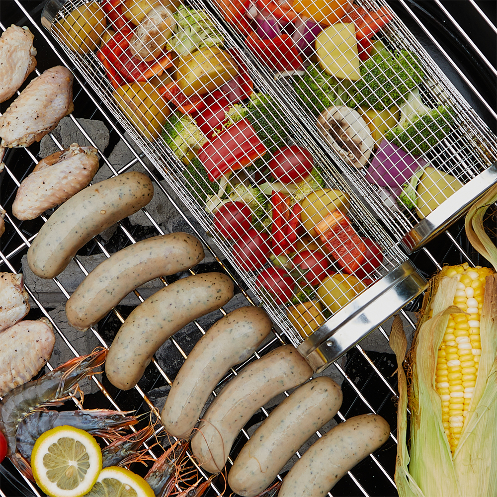 Rola grill legume GOODHOME, otel inoxidabil, 9.5 x 30.1 cm, argintiu