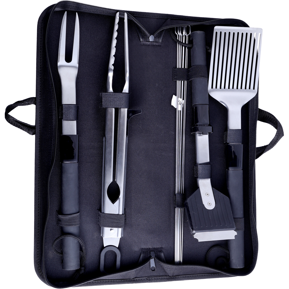 Set 10 ustensile gratar GOODHOME, otel inoxidabil, negru