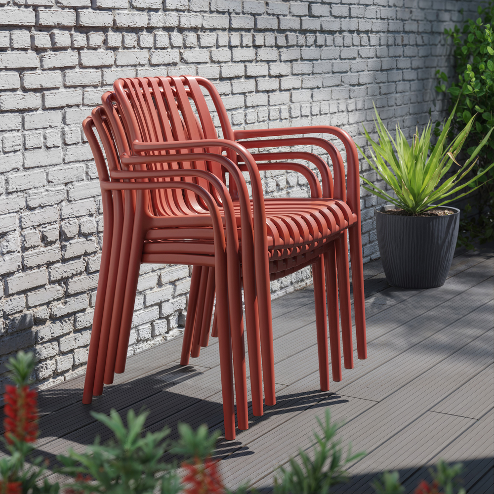 Scaun terasa Timbo, plastic, 55 x 58 x 81 cm, rosu