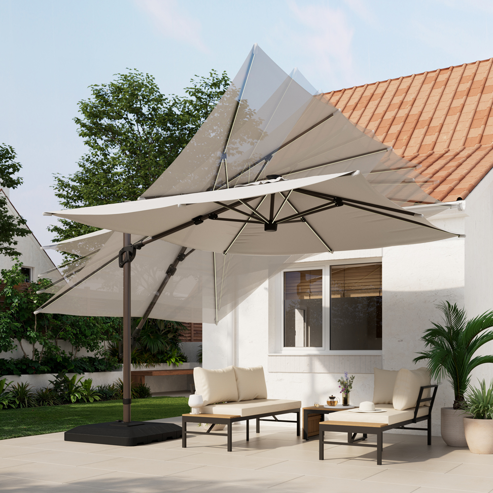 Umbrela de exterior GOODHOME Corby, LED, 3 x 3m, alb