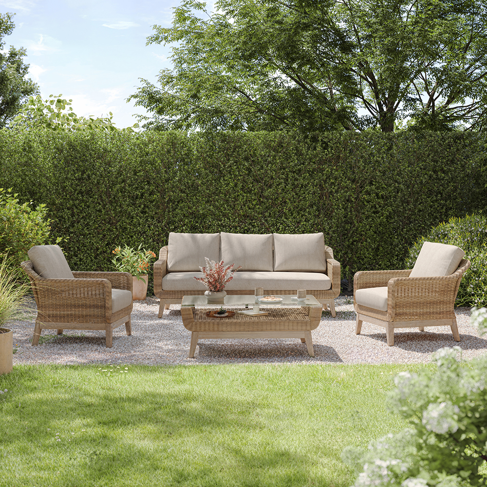 Set mobilier gradina GOODHOME Calora, 4 piese, crem