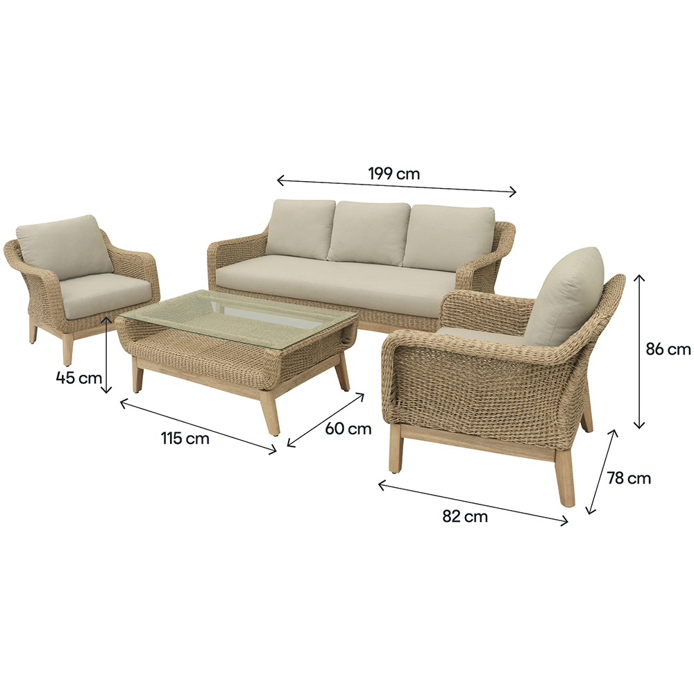 Set mobilier gradina GOODHOME Calora, 4 piese, crem