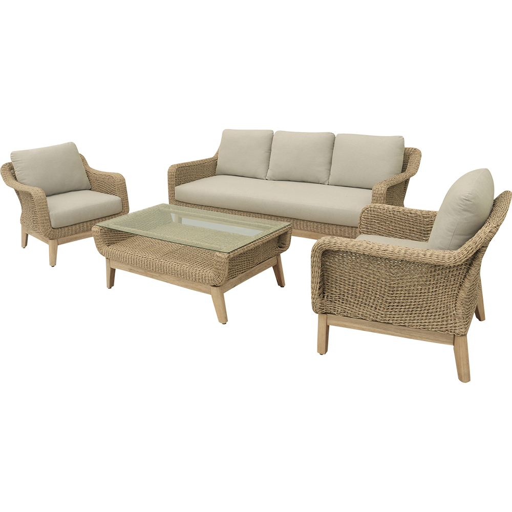 Set mobilier gradina GOODHOME Calora, 4 piese, crem