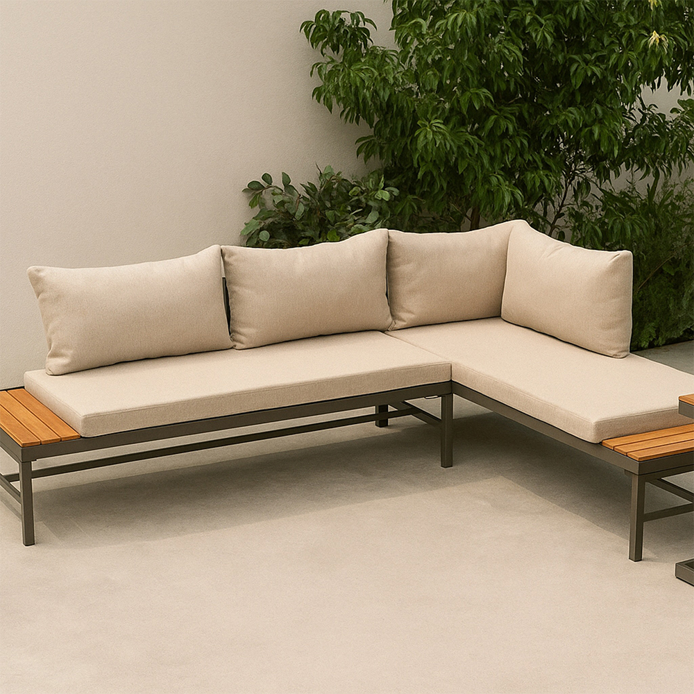 Set mobilier gradina GOODHOME Sumba, 3 piese, crem