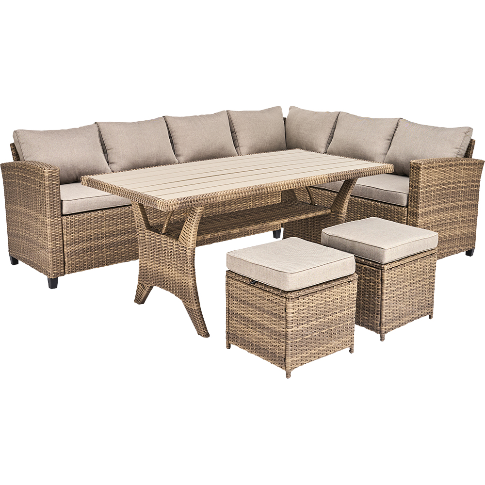 Set mobilier gradina GOODHOME Solari, 5 piese, crem