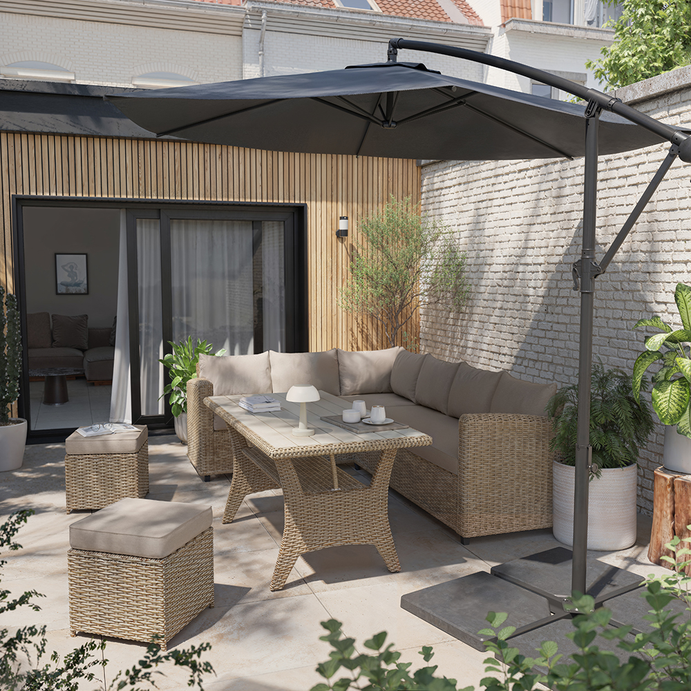 Set mobilier gradina GOODHOME Solari, 5 piese, crem