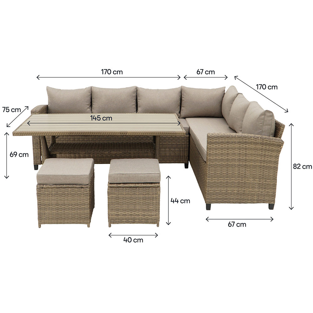 Set mobilier gradina GOODHOME Solari, 5 piese, crem