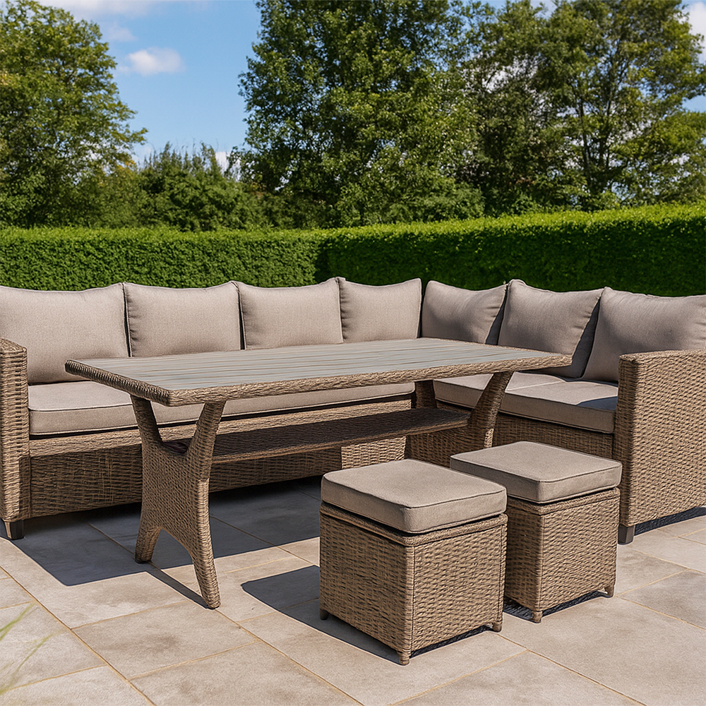 Set mobilier gradina GOODHOME Solari, 5 piese, crem