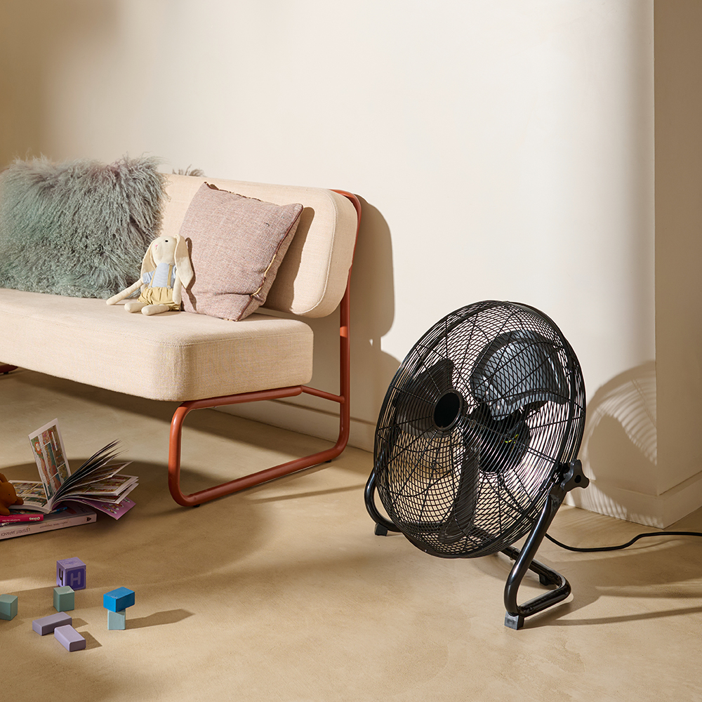 Ventilator industrial de podea, 3 trepte viteza, 45cm, 120W, negru