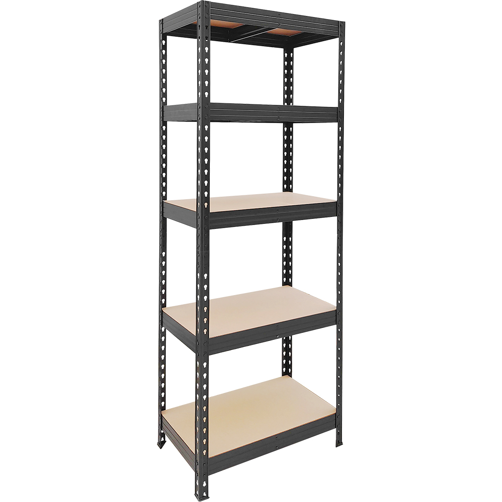 Raft atelier GOODHOME Rivet, metal, 67.5 x 40 x 180 cm, 150 kg/polita, negru