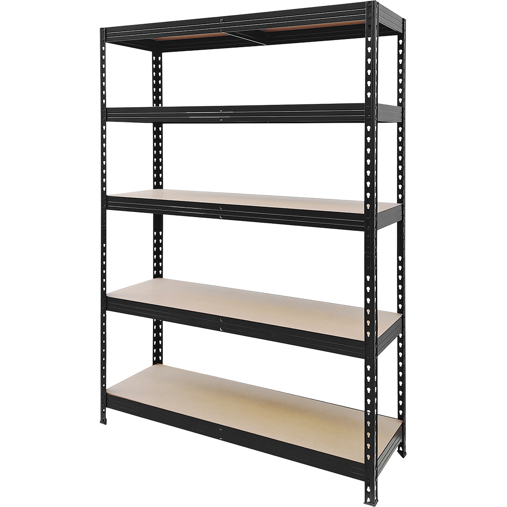Raft atelier GOODHOME Rivet, metal, 128 x 40 x 180 cm, 300 kg/polita, negru