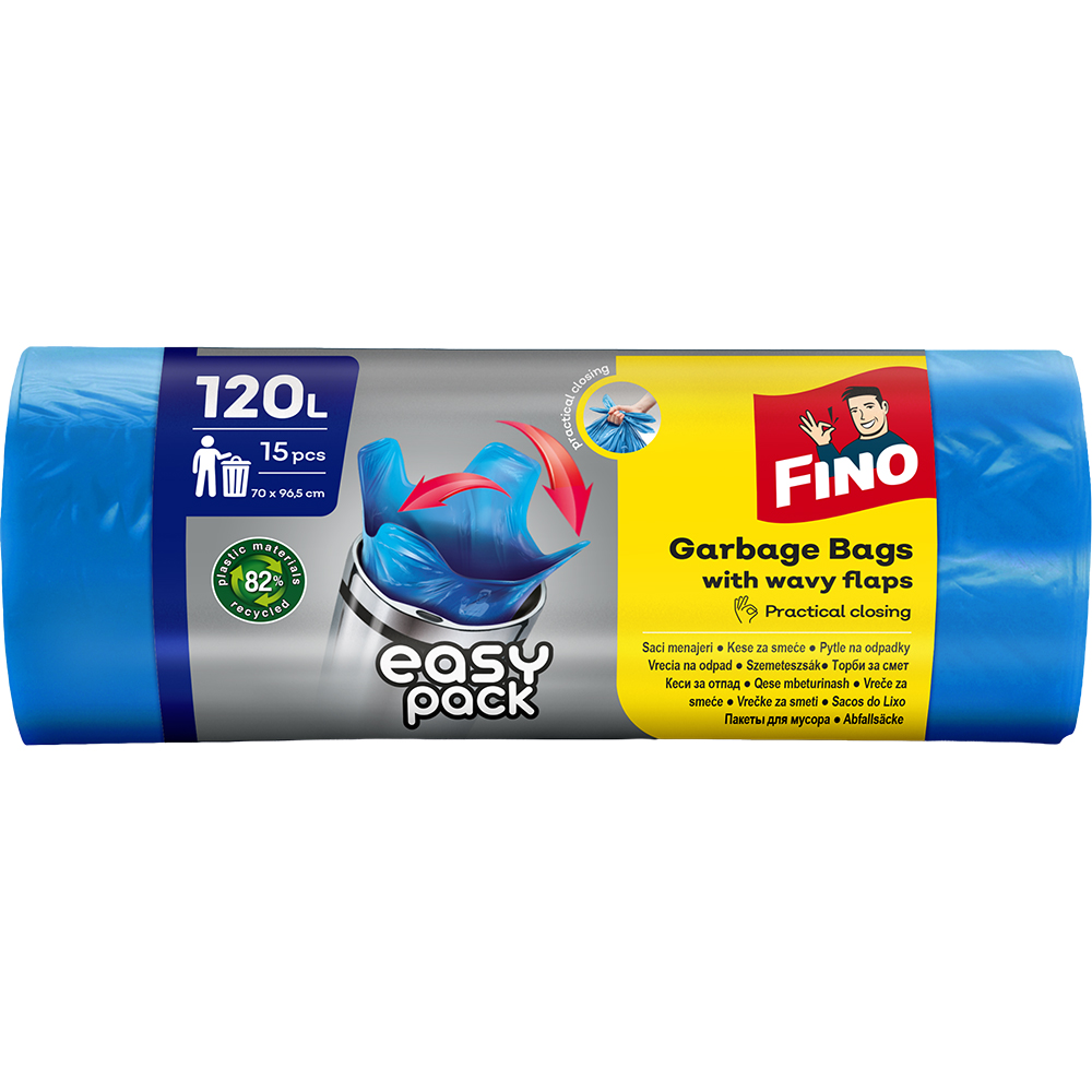 Saci menajeri FINO Easy Pack, 15 bucati, 120 l, albastru
