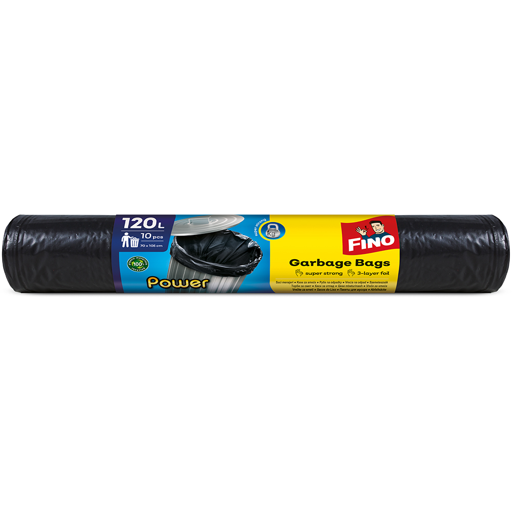 Saci menajeri FINO Power, 10 bucati, 120 l, negru l