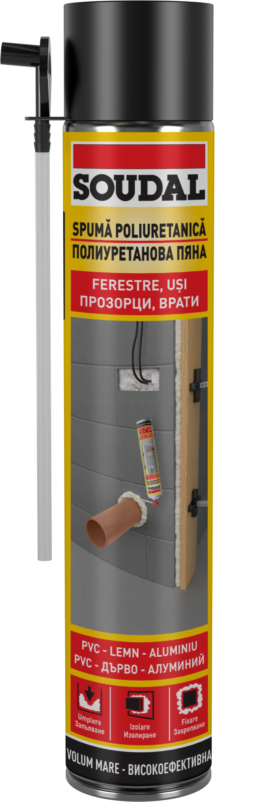 Spuma poliuretanica SOUDAL, aplicare manuala, galben, 750ml