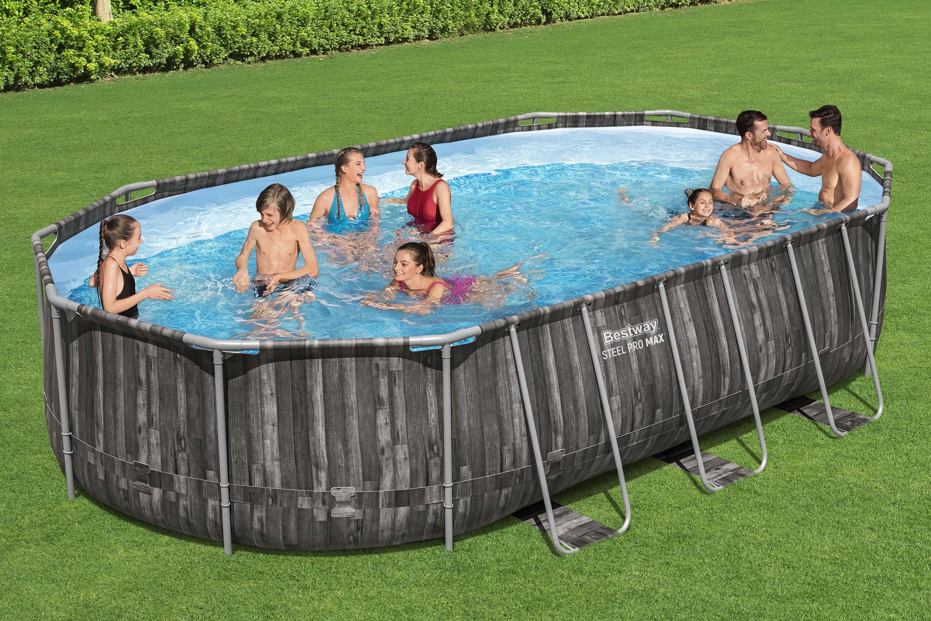 Piscina supraterana BESTWAY STEEL PRO MAX, ovala, cu pompa, 610x366x122cm, 20241L