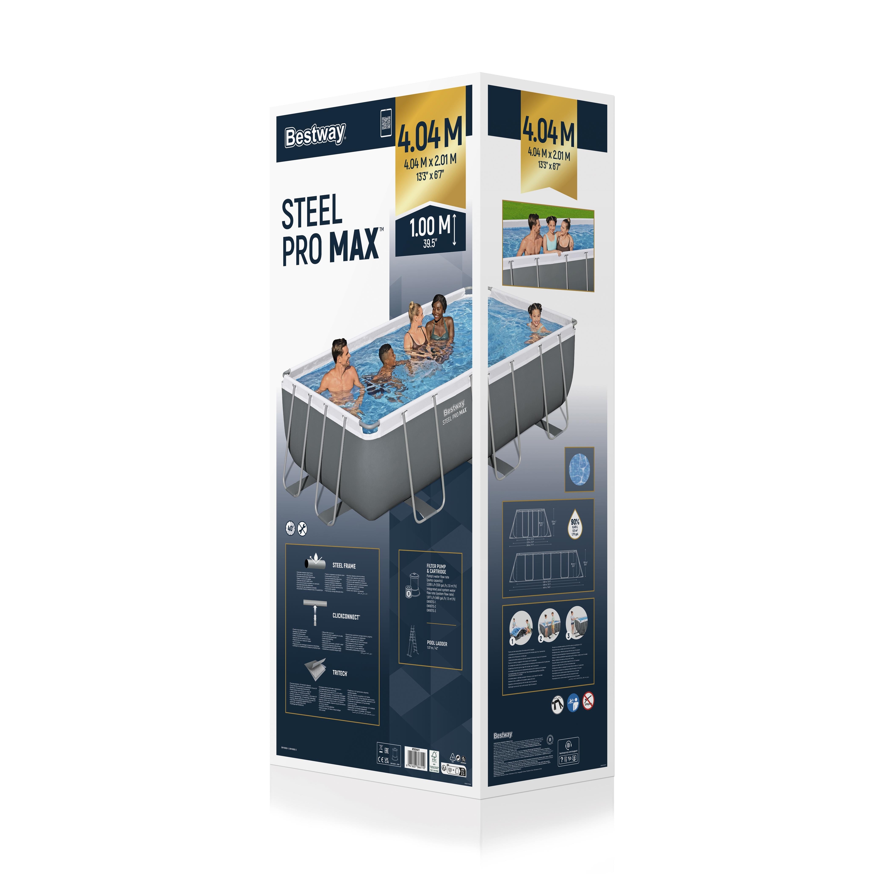 Piscina supraterana BESTWAY STEEL PRO MAX, dreptunghiulara, 404x201x100 cm, 6478L