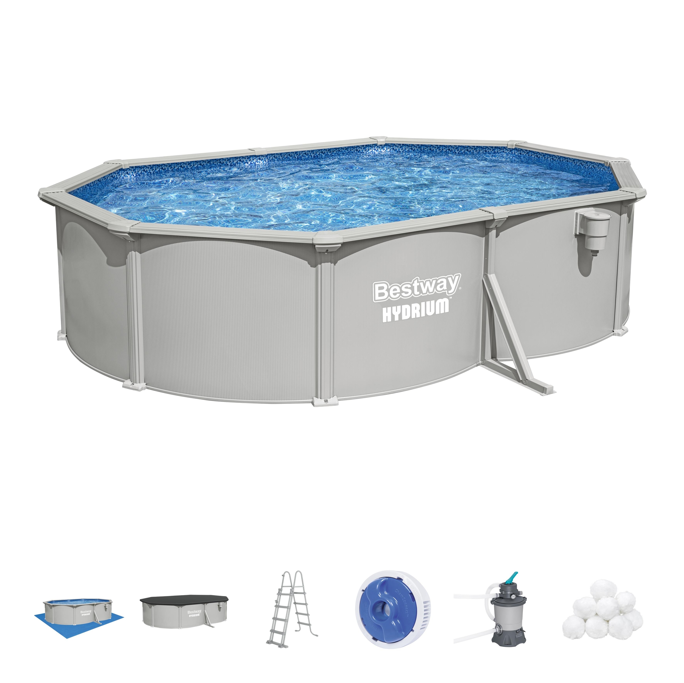 Piscina supraterana BESTWAY HYDRIUM, ovala, otel galvanizat, 500x366x122 cm, 16296L