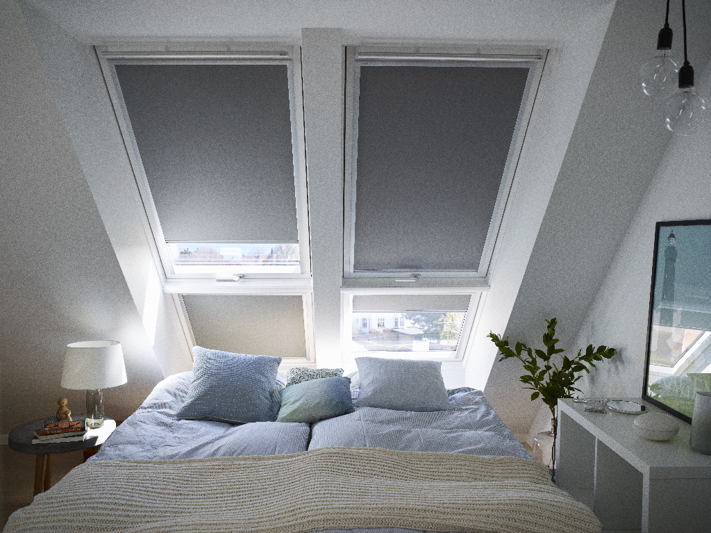 Jaluzea tip rulou opac VELUX, 55 x 78 cm, gri