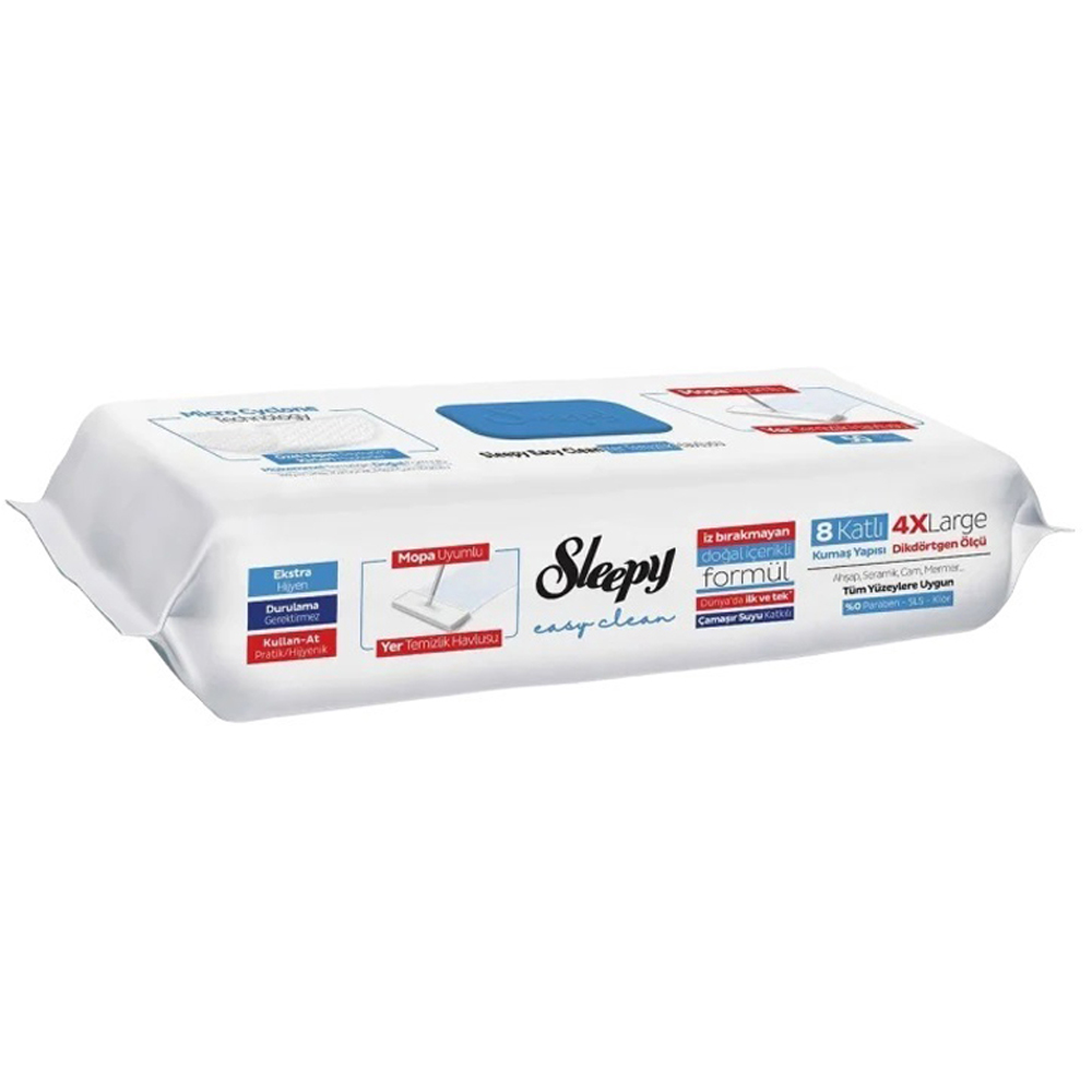 Lavete umede pentru curatare pardoseli SLEEPY Easy Clean, Bleach Additive, 50 bucati