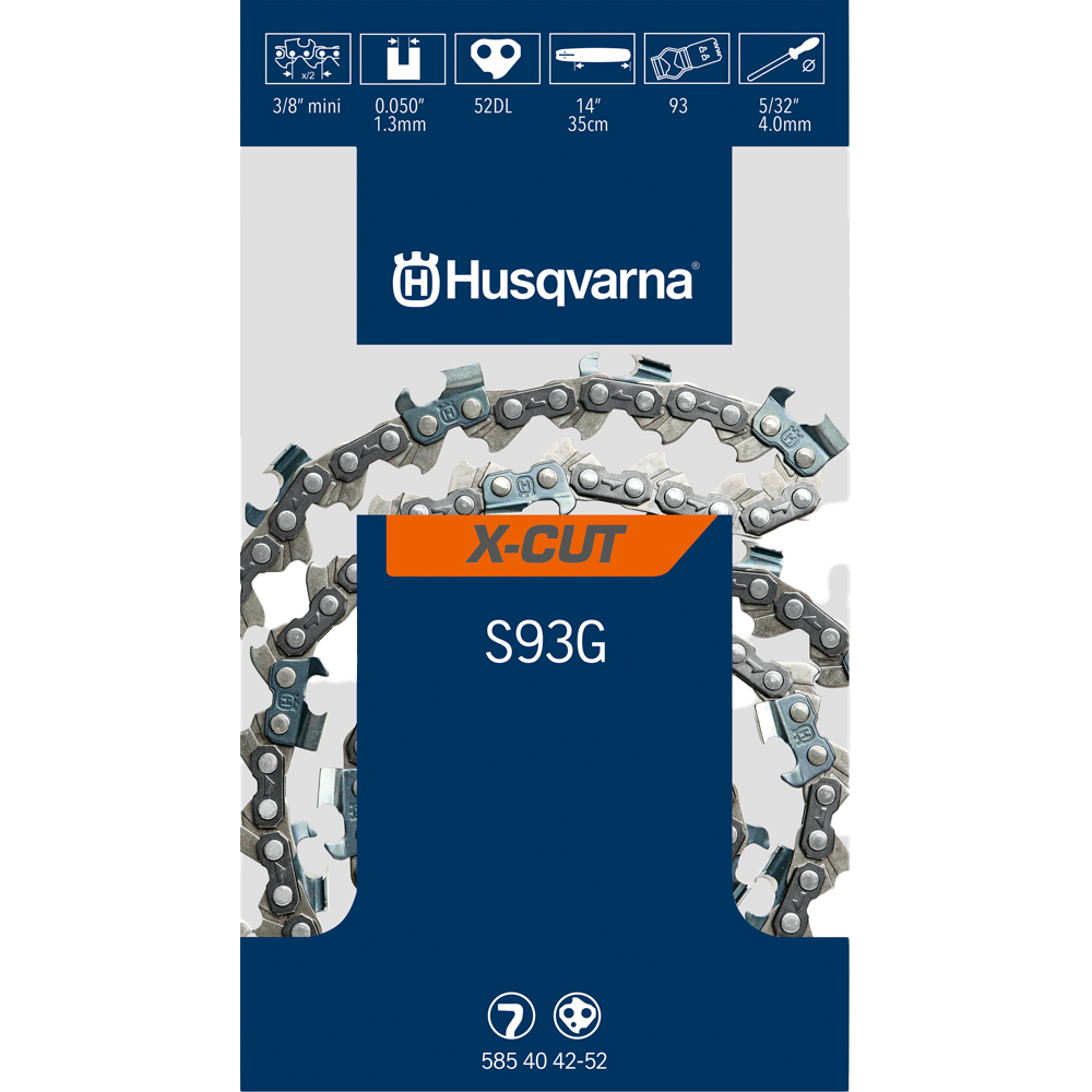 Lant HUSQVARNA S93G, 35cm (14"), 3/8", 1.3mm, 52 zale