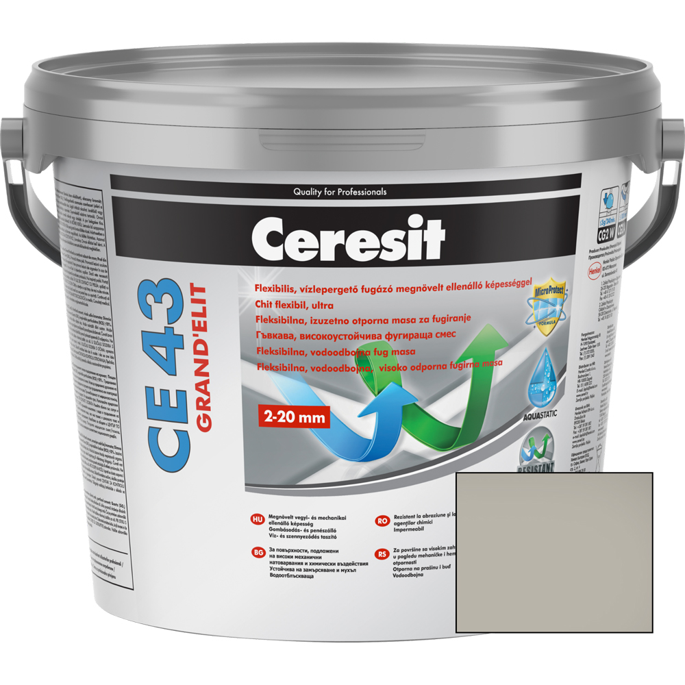 Chit de rosturi gresie si faianta CERESIT CE43, Gri, interior/exterior, 5 kg