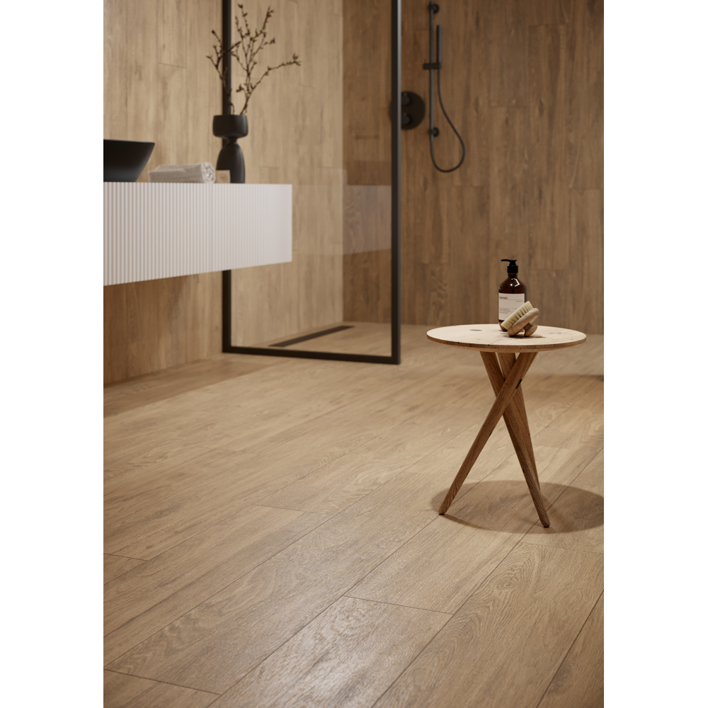Gresie interior/exterior Cersanit Wood Concept, 89 x 22 cm, 0.97 mp/cutie, bej