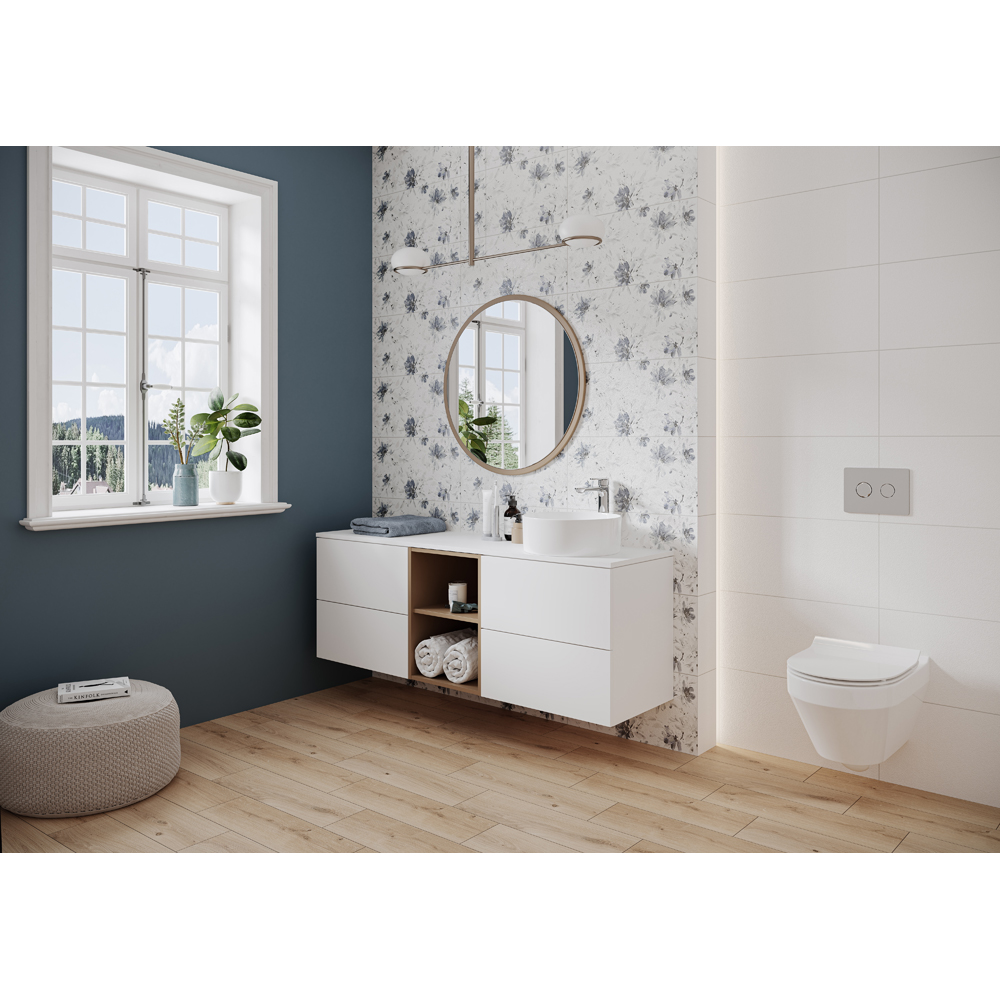 Fraianta interior Cersanit Floral Landscape Motive, 29.8 x 59.8 cm, 1.25 mp/cutie, alb