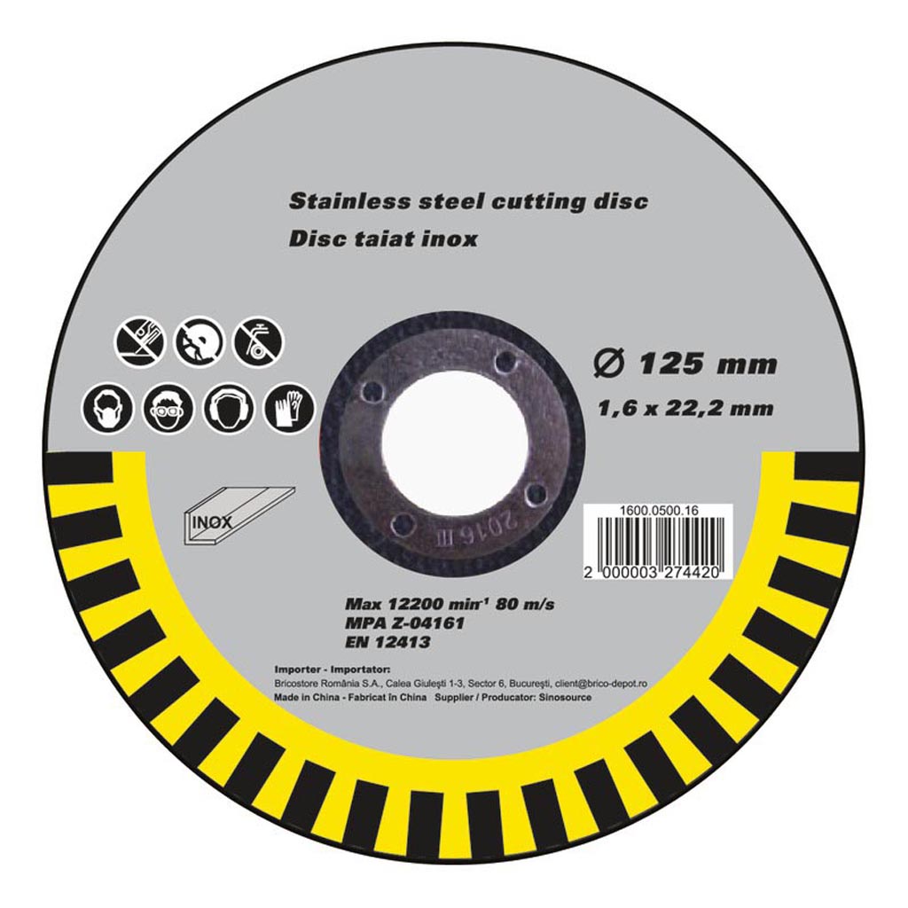 Disc taiere inox 125 x 1.6 mm