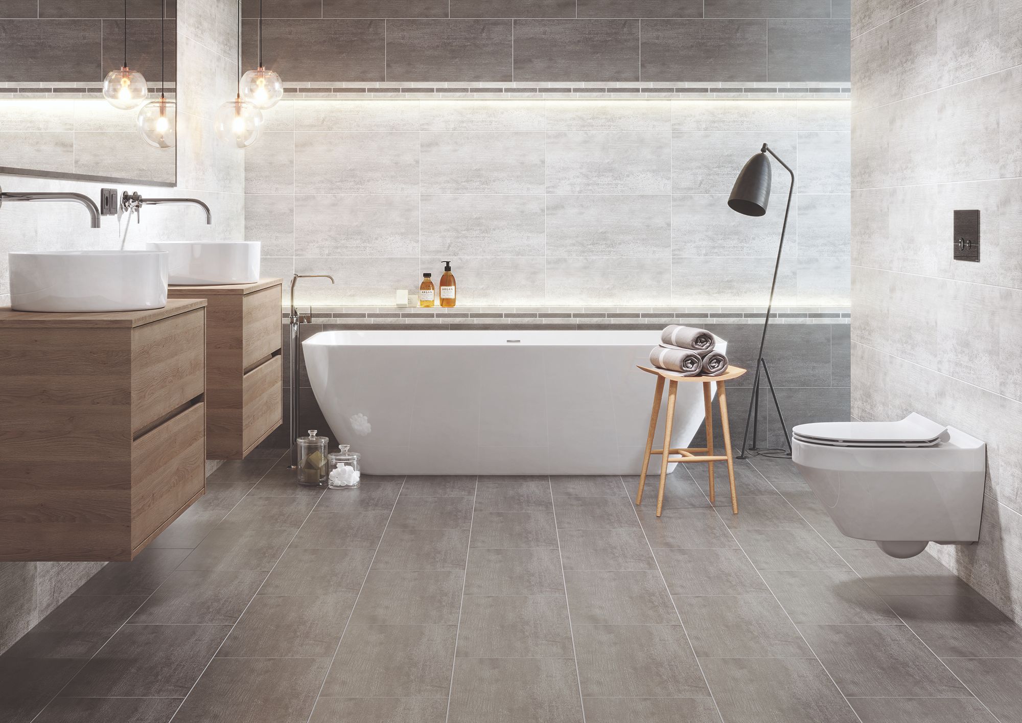 Gresie exterior/interior Cersanit Harmony Concrete, 29.7 x 59.8 cm, 1.6mp/ cutie, gri