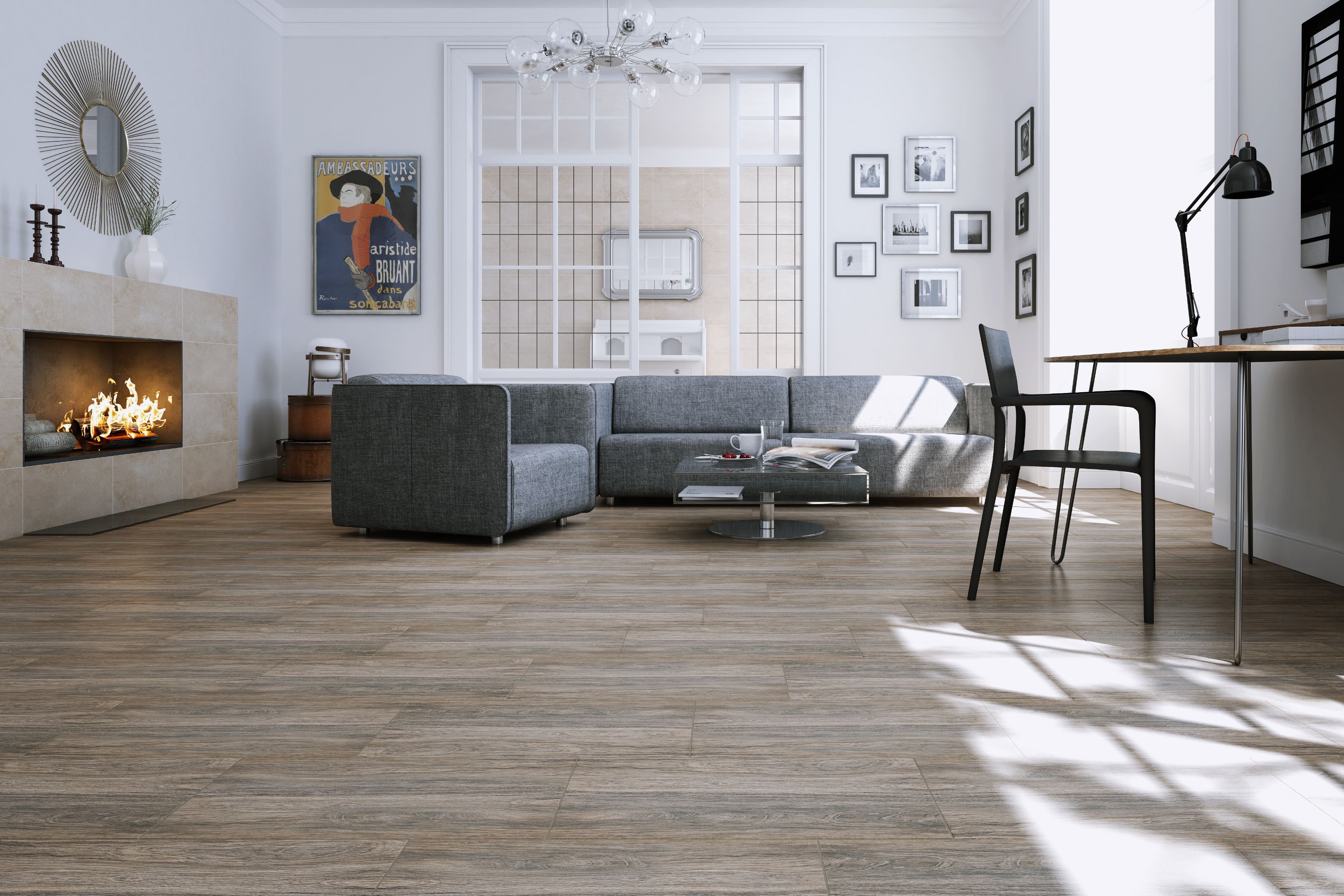 Gresie exterior/interior Cersanit Tizura Wood, 29.7 x 59.8 cm, 1.6 mp/cutie, maro