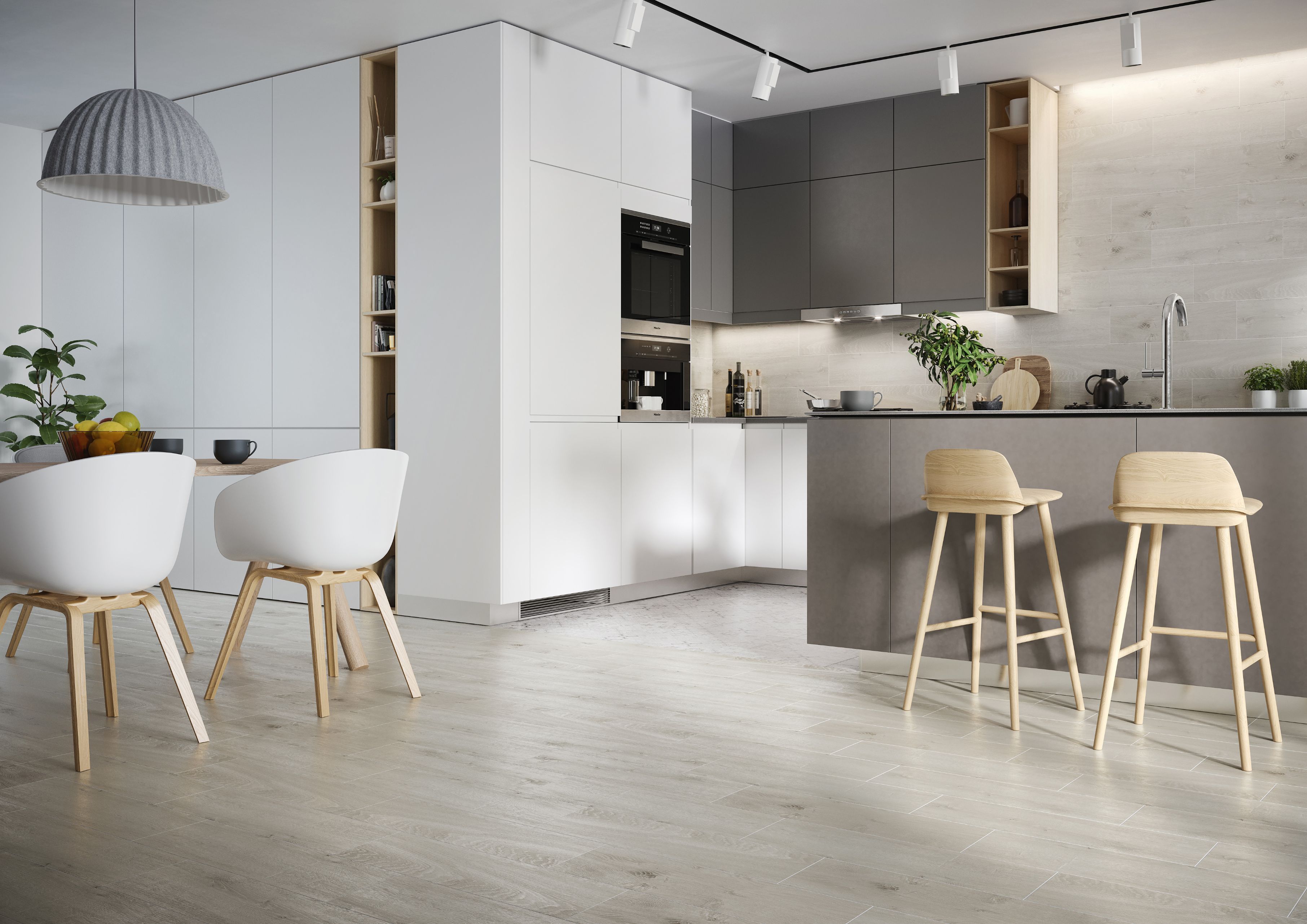 Gresie exterior/interior Cersanit Finwood Wood, 18.5 x 59.8 cm, 1 mp/cutie, gri