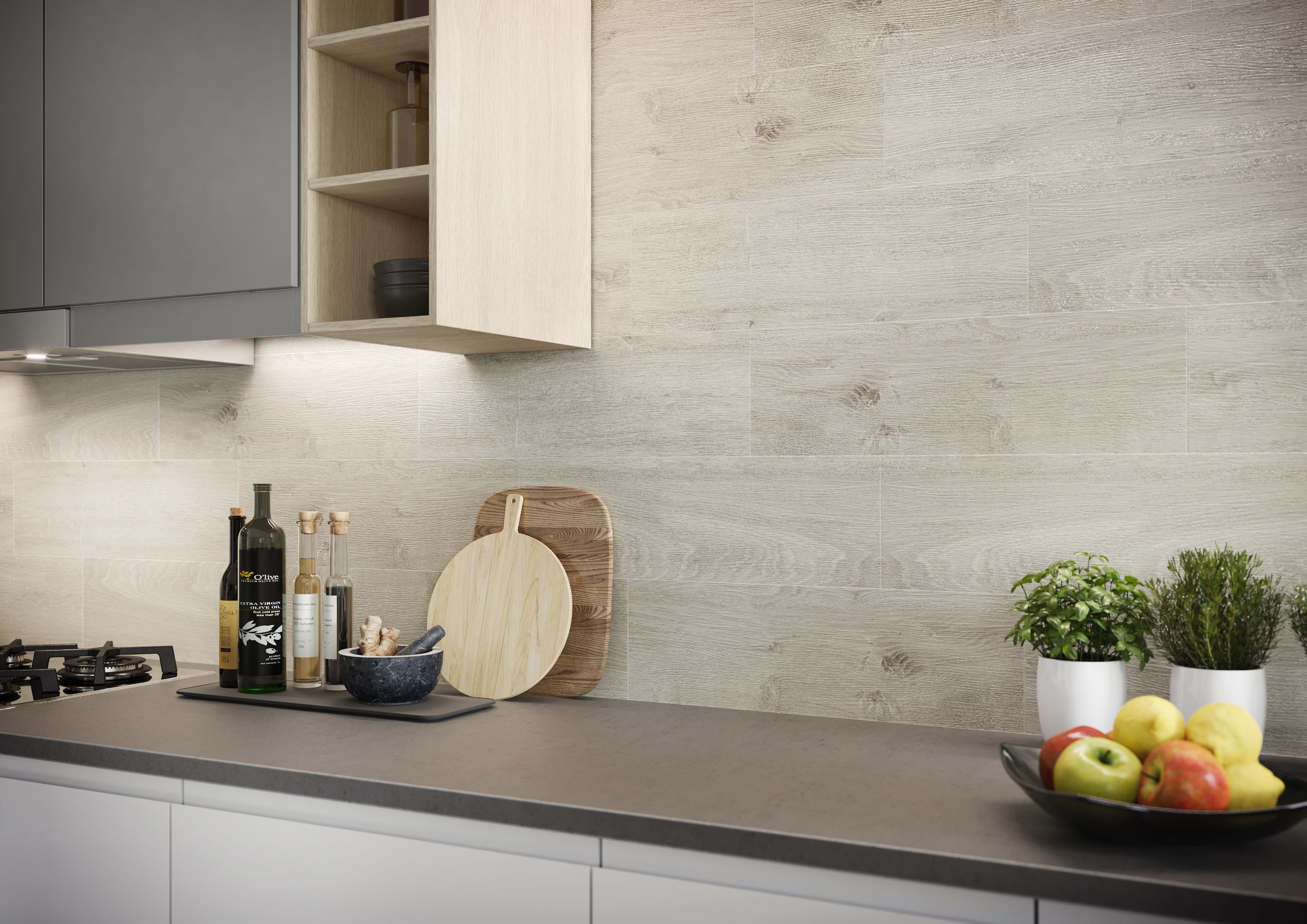 Gresie exterior/interior Cersanit Finwood Wood, 18.5 x 59.8 cm, 1 mp/cutie, gri