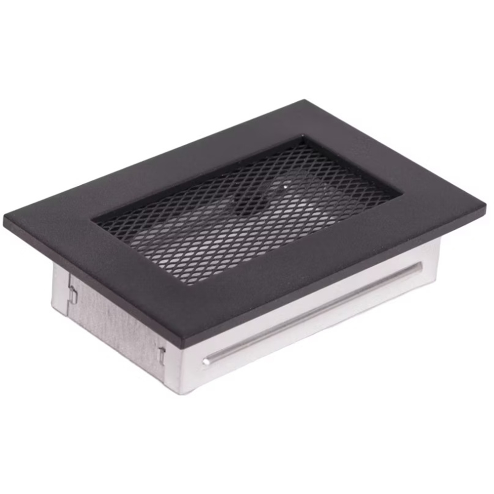 Grila ventilatie semineu, otel, 170 x 110 mm, negru