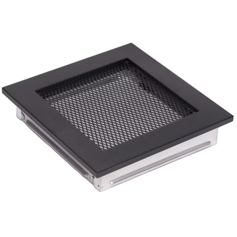 Grila ventilatie semineu, otel, 170 x 170 mm, negru