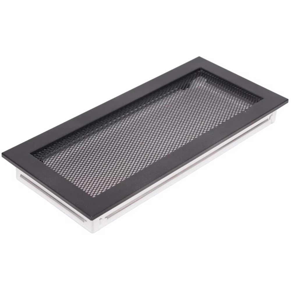 Grila ventilatie semineu, otel, 370 x 170 mm, negru