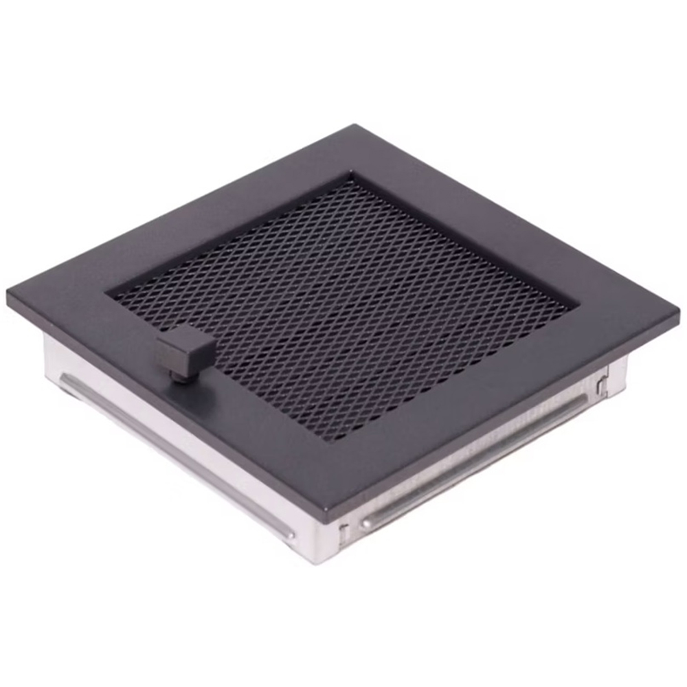 Grila ventilatie semineu cu jaluzele, otel, 170 x 170 mm, negru